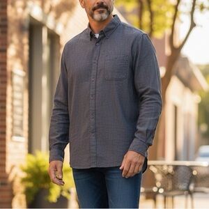 Carbon2Cobalt Grey 100% Linen Longsleeve Button-up Shirt